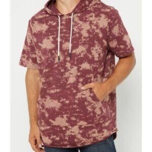 CARBON mens HOODIE tie-dye SHORT SLEEVE shirt PLUM maroon size S